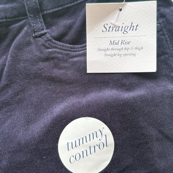 Croft & Barrow Womens Mid Rise Straight Corduroy Pants 14L Tummy Control Navy - Picture 4 of 7